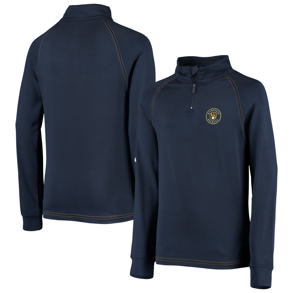 Milwaukee Brewers Stitches Youth Raglan Quarter-Zip Jacket - MLB