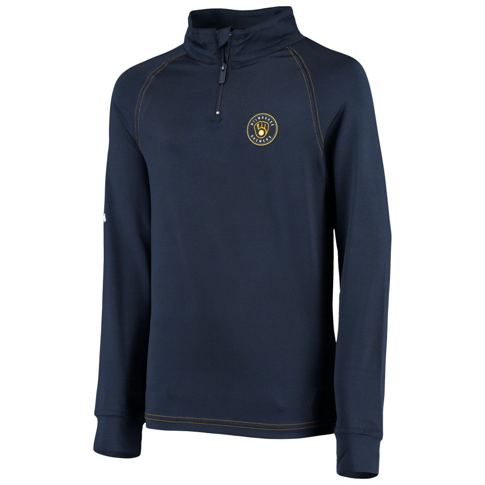 Milwaukee Brewers Stitches Youth Raglan Quarter-Zip Jacket - MLB