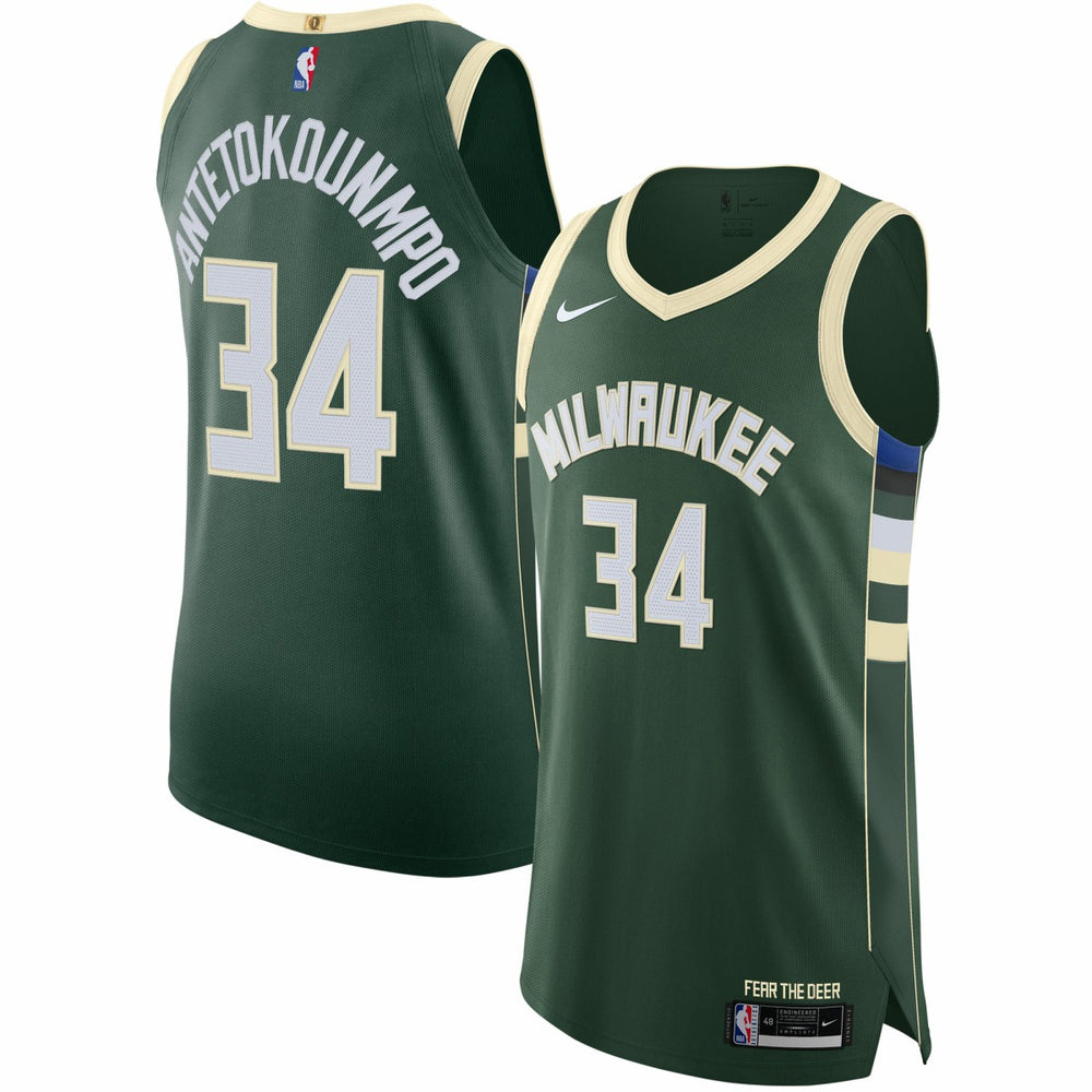Giannis Antetokounmpo Milwaukee Bucks Authentic Jersey Icon Edition Hunter Green - NBA
