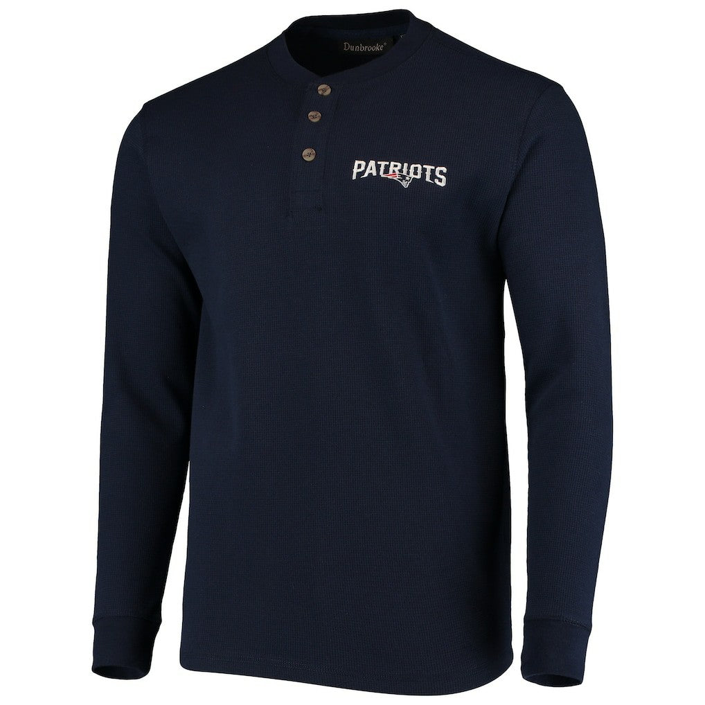 New England Patriots Dunbrooke Logo Maverick Thermal Henley Long Sleeve T-Shirt Navy | NFL