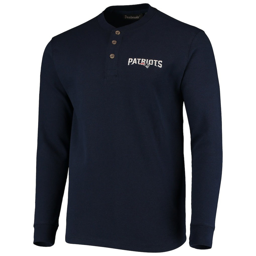 New England Patriots Dunbrooke Logo Maverick Thermal Henley Long Sleeve T-Shirt Navy | NFL
