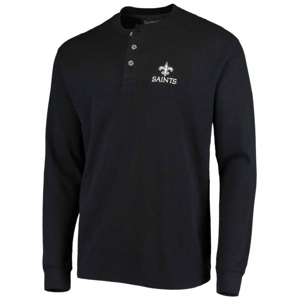 New Orleans Saints Dunbrooke Logo Maverick Thermal Henley Long Sleeve T-Shirt Black | NFL