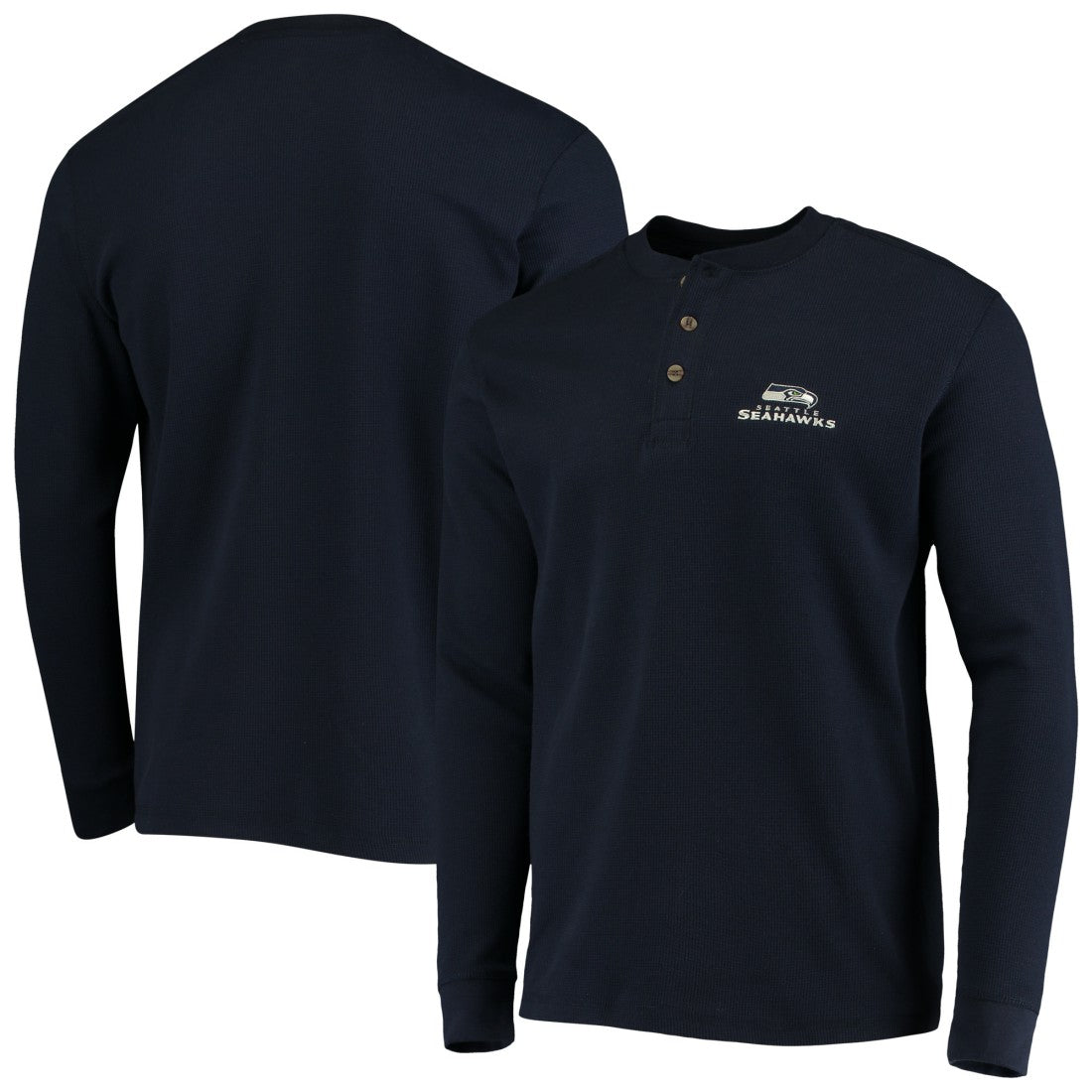 Seattle Seahawks Dunbrooke Logo Maverick Thermal Henley Long Sleeve T-Shirt Navy | NFL