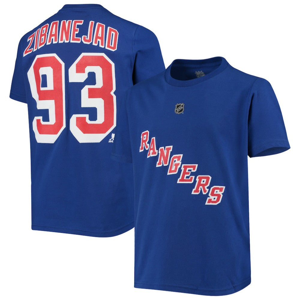 Mika Zibanejad New York Rangers Youth Player Name & Number T-Shirt - Blue - NHL