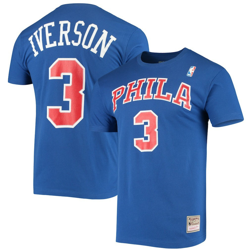Allen Iverson Philadelphia 76ers Hardwood Classics Name & Number Player T-Shirt Royal - NBA