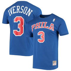 Allen Iverson Philadelphia 76ers Hardwood Classics Name & Number Player T-Shirt Royal - NBA