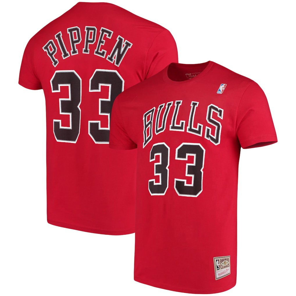 Scottie Pippen Chicago Bulls Hardwood Classics Name & Number Player T-Shirt Red - NBA