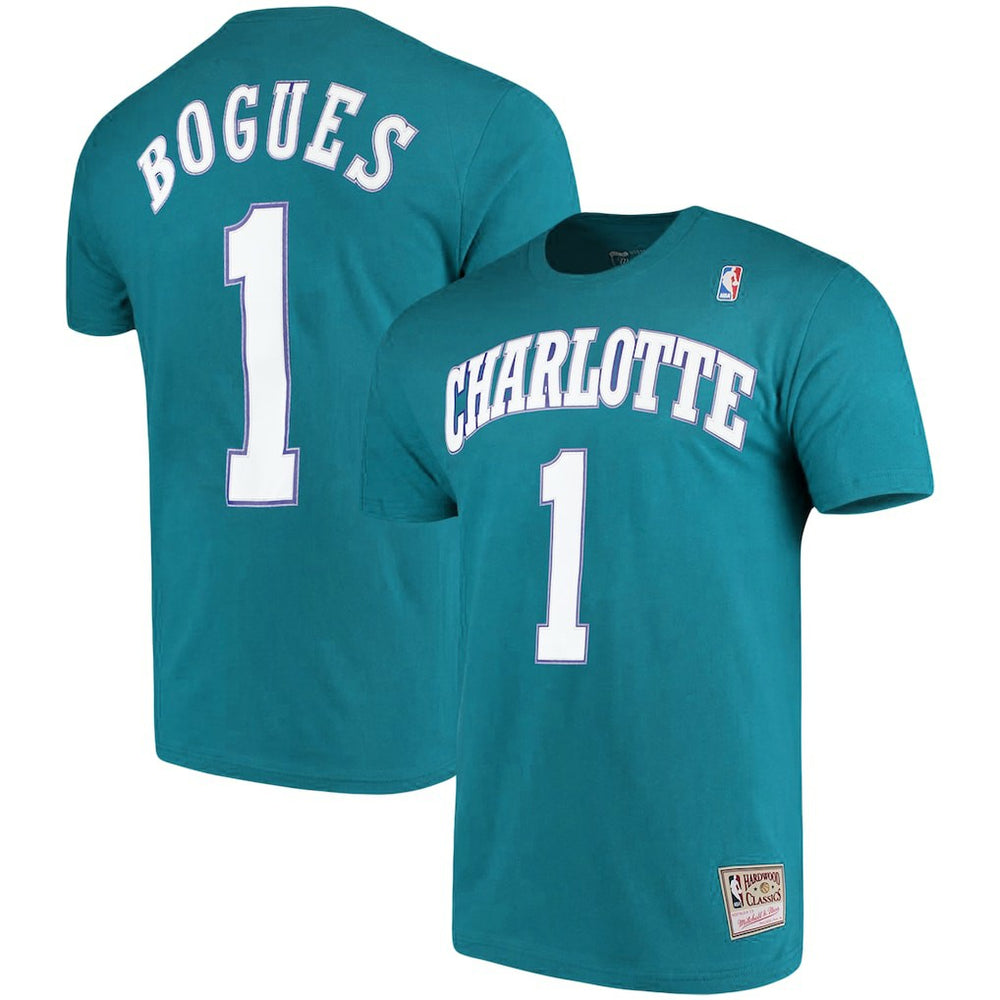 Muggsy Bogues Charlotte Hornets Hardwood Classics Name & Number Player T-Shirt Teal - NBA