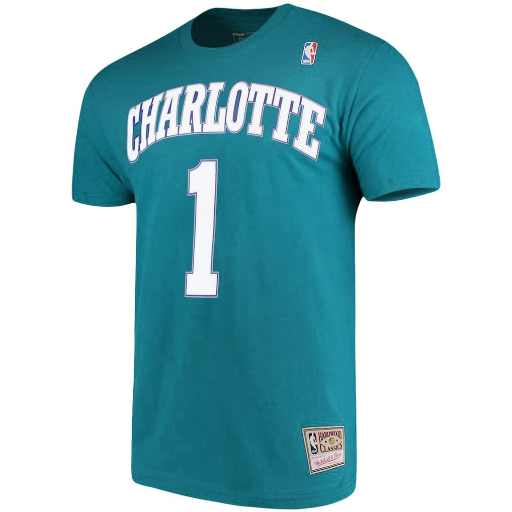 Muggsy Bogues Charlotte Hornets Hardwood Classics Name & Number Player T-Shirt Teal - NBA