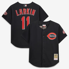 Barry Larkin Cincinnati Reds Mitchell & Ness Cooperstown Collection Mesh Batting Practice Button-Up Jersey - MLB