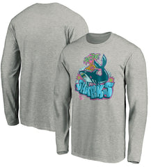 San Jose Sharks Graffiti Shark Long Sleeve T-Shirt - Heather Gray - NHL