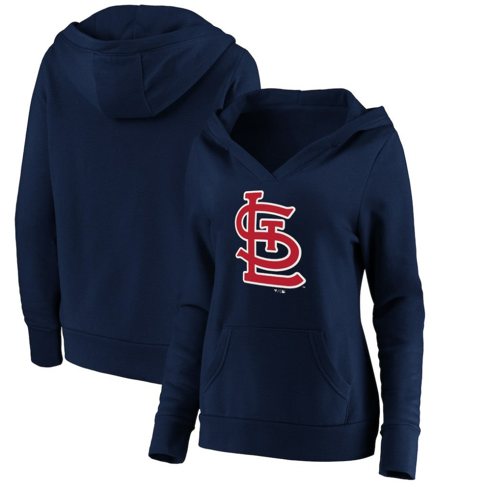 St. Louis Cardinals Fanatics Women's Official Logo Crossover V-Neck Pullover Hoodie - MLB