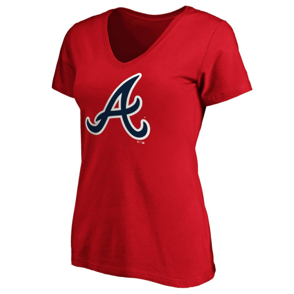 Atlanta Braves Fanatics Women's Core Official Logo V-Neck T-Shirt - MLB