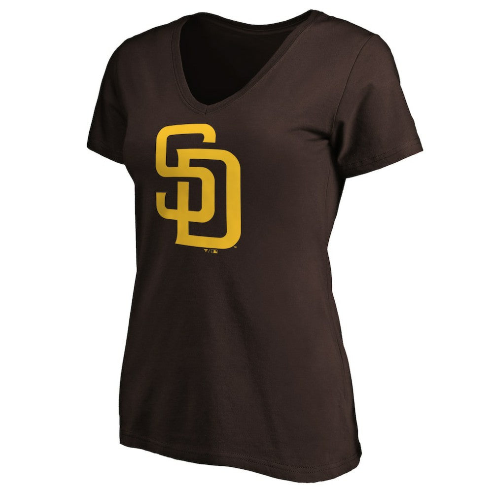 San Diego Padres Fanatics Women's Core Official Logo V-Neck T-Shirt - MLB