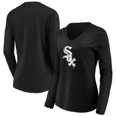 Chicago White Sox Fanatics Women's Official Logo Long Sleeve V-Neck T-Shirt - MLB