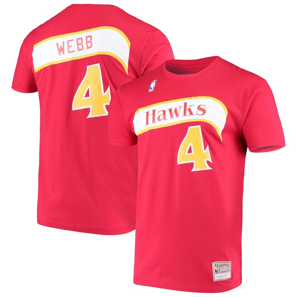 Spud Webb Atlanta Hawks Hardwood Classics Name & Number T-Shirt Red - NBA