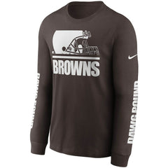 Cleveland Browns Split Local Long Sleeve T-Shirt Brown | Nike for Sale
