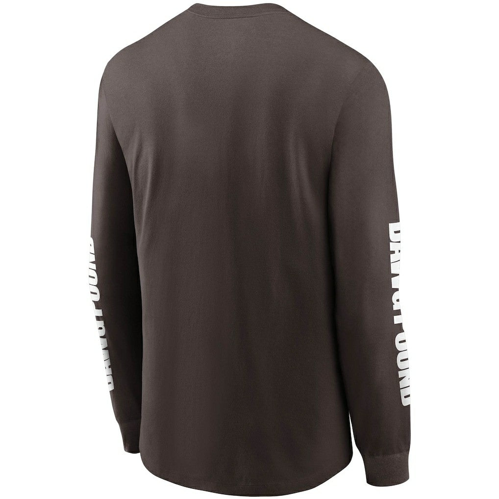Cleveland Browns Split Local Long Sleeve T-Shirt Brown | Nike for Sale
