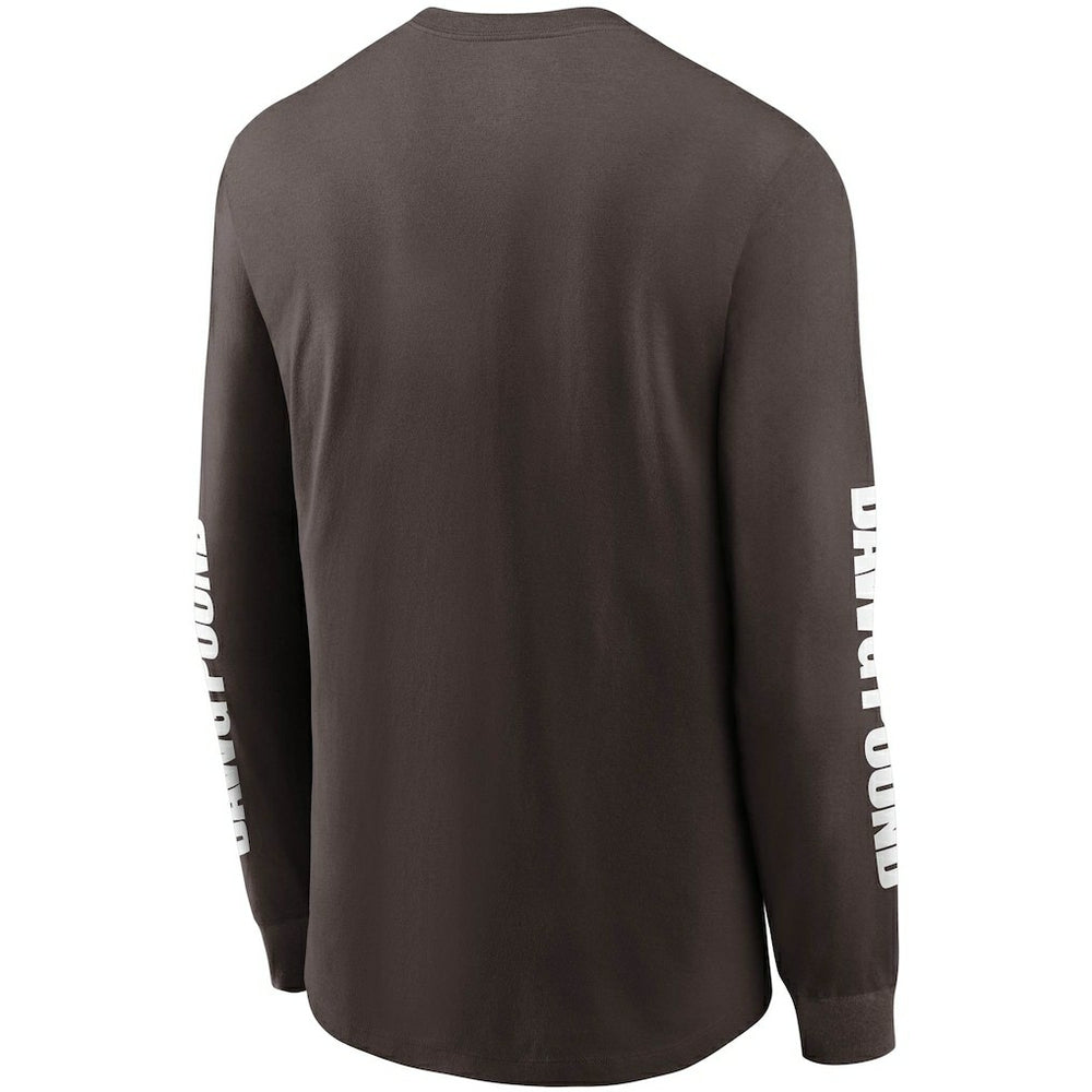 Cleveland Browns Split Local Long Sleeve T-Shirt Brown | Nike for Sale