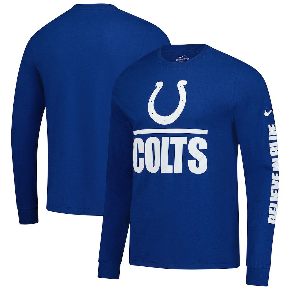 Indianapolis Colts Split Local Long Sleeve T-Shirt Royal | Nike for Sale