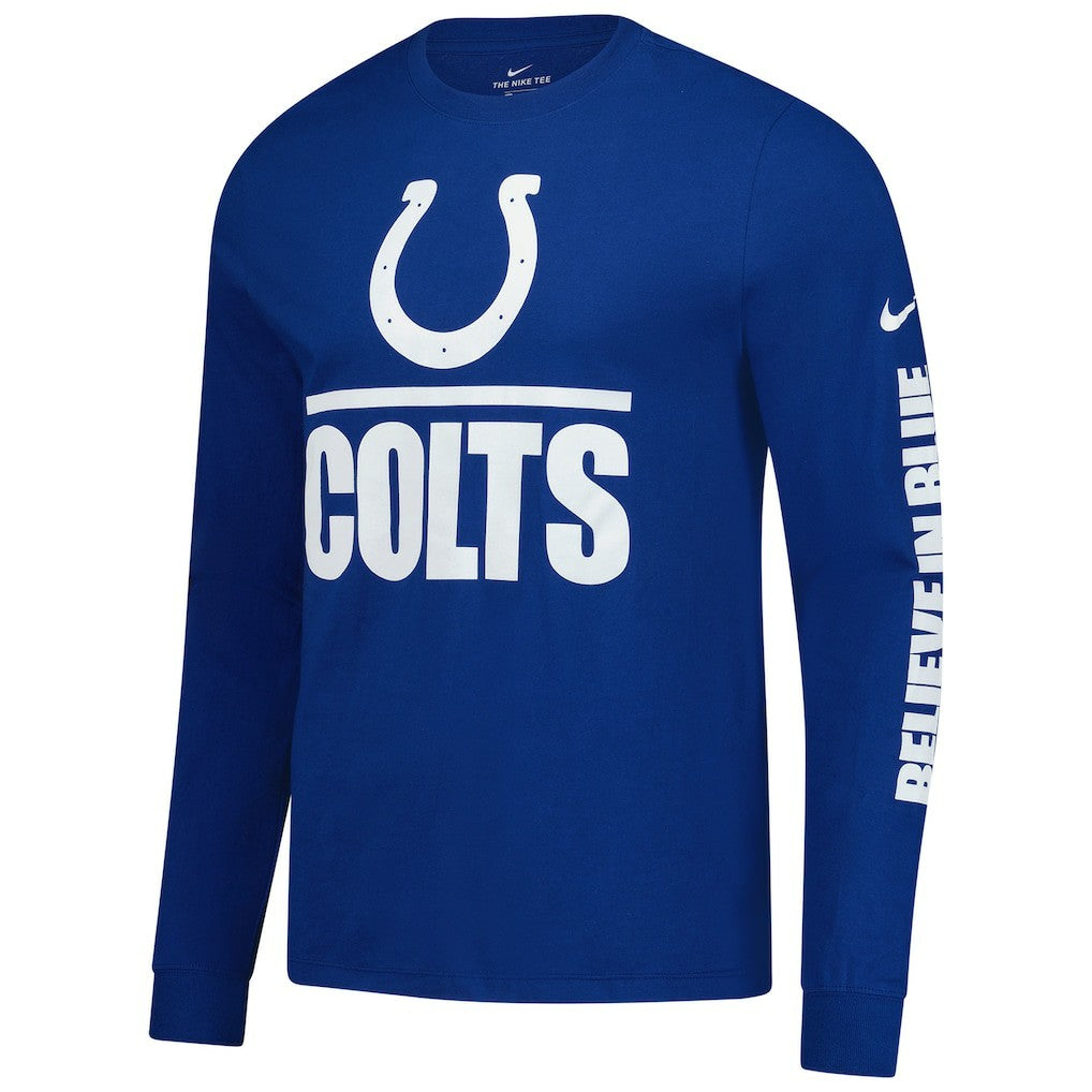 Indianapolis Colts Split Local Long Sleeve T-Shirt Royal | Nike for Sale