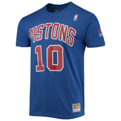 Dennis Rodman Detroit Pistons Hardwood Classics Stitch Name & Number T-Shirt Blue - NBA