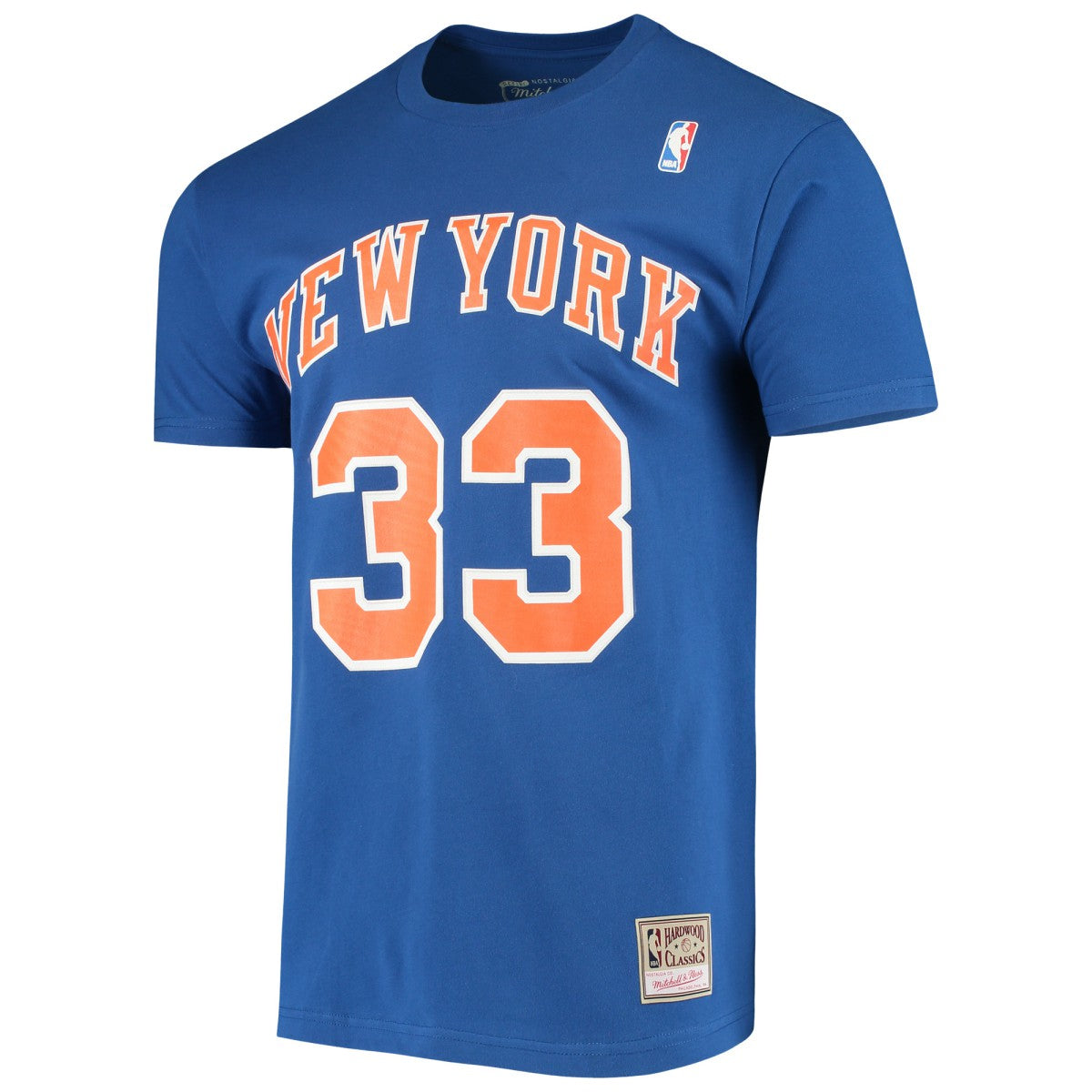 Patrick Ewing New York Knicks Hardwood Classics Stitch Name & Number T-Shirt Blue - NBA