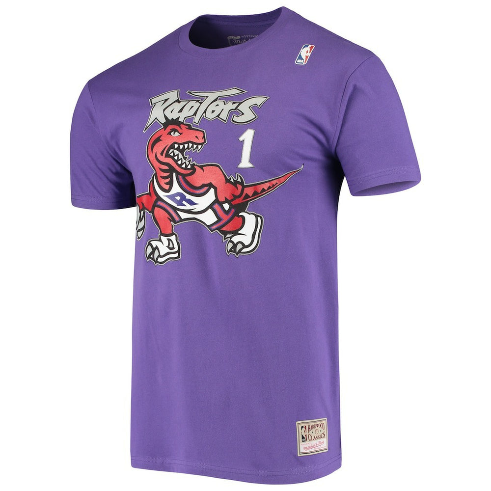 Tracy McGrady Toronto Raptors Hardwood Classics Stitch Name & Number T-Shirt Purple - NBA