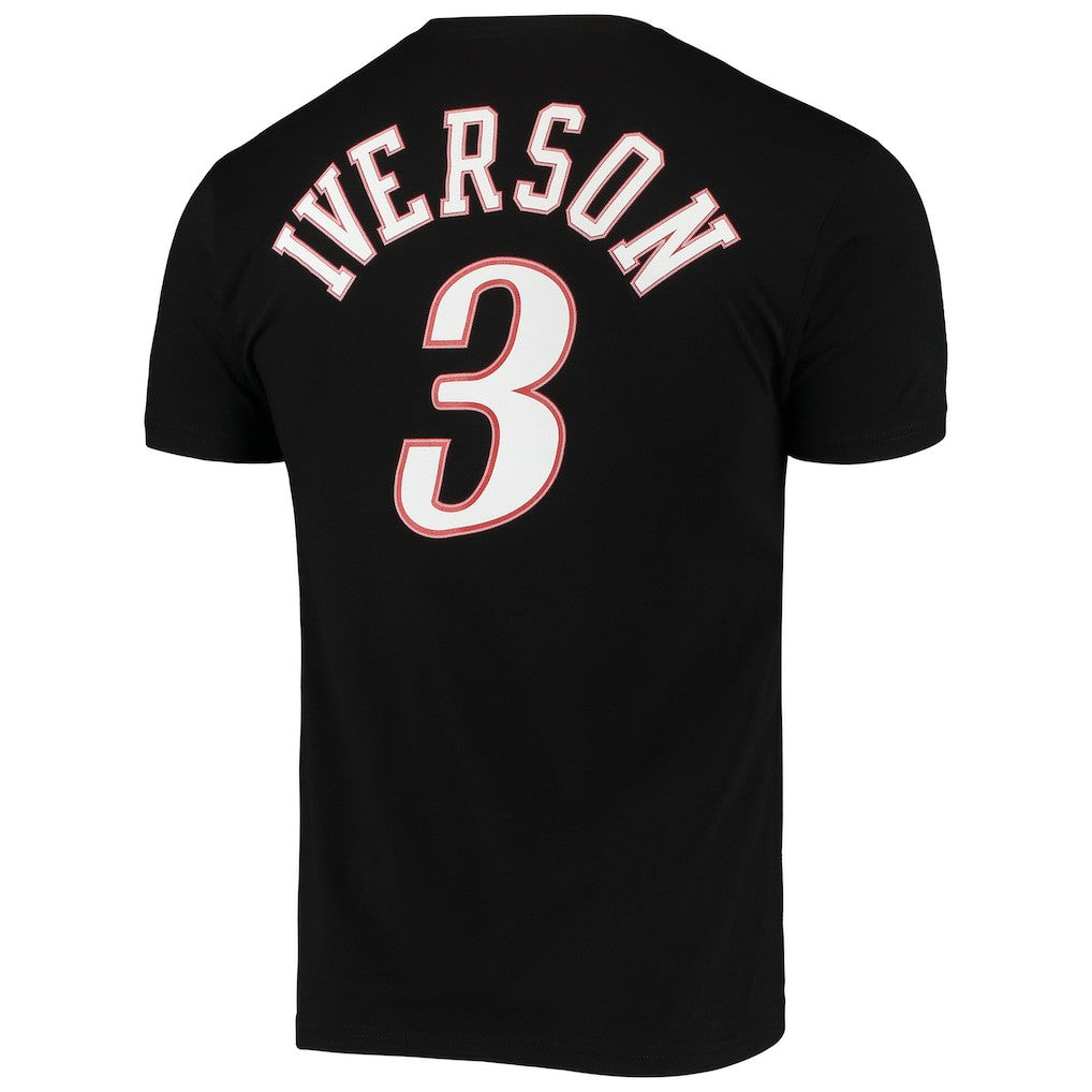 Allen Iverson Philadelphia 76ers Hardwood Classics Stitch Name & Number T-Shirt Black - NBA