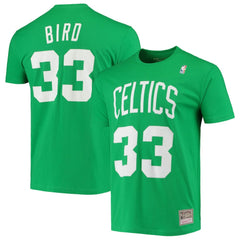Larry Bird Boston Celtics Hardwood Classics Stitch Name & Number T-Shirt Kelly Green - NBA