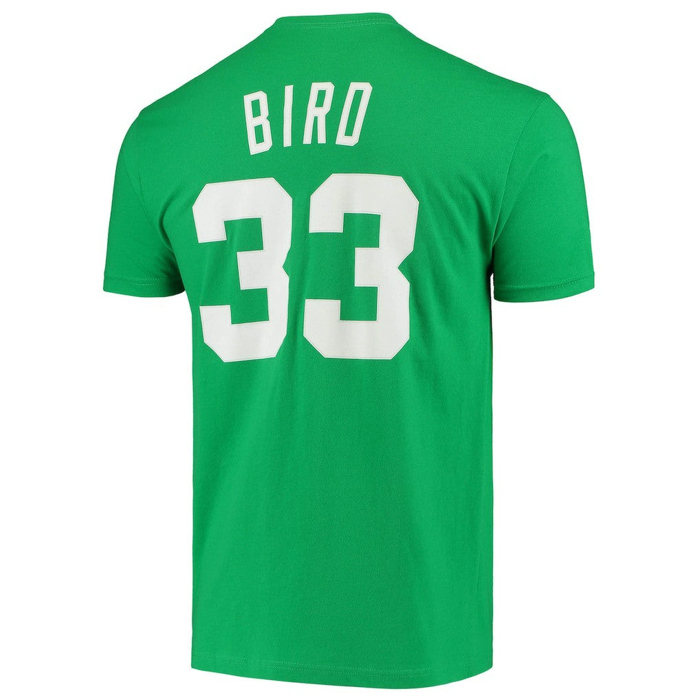 Larry Bird Boston Celtics Hardwood Classics Stitch Name & Number T-Shirt Kelly Green - NBA