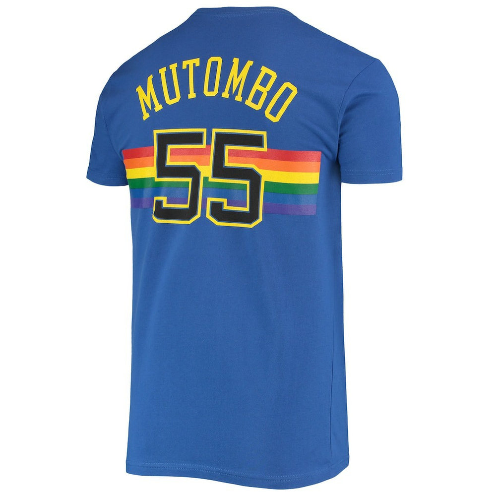 Dikembe Mutombo Denver Nuggets Hardwood Classics Stitch Name & Number T-Shirt Royal - NBA