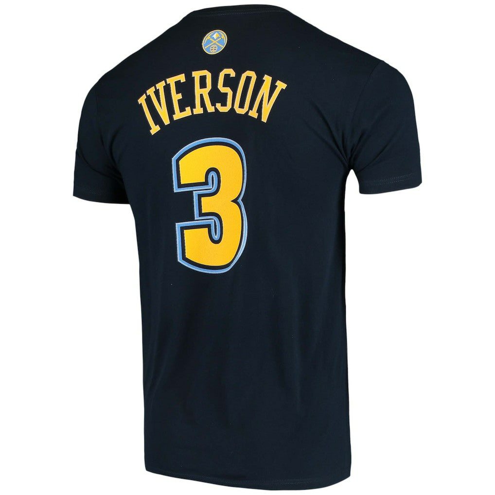 Allen Iverson Denver Nuggets Hardwood Classics Stitch Name & Number T-Shirt Navy - NBA