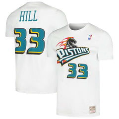 Grant Hill Detroit Pistons Hardwood Classics Stitch Name & Number T-Shirt White - NBA