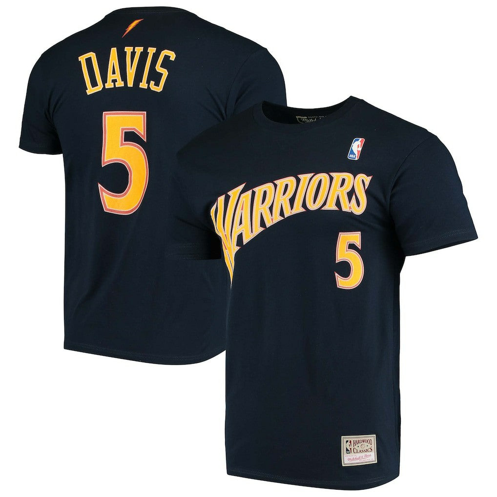 Baron Davis Golden State Warriors Hardwood Classics Stitch Name & Number T-Shirt Navy - NBA