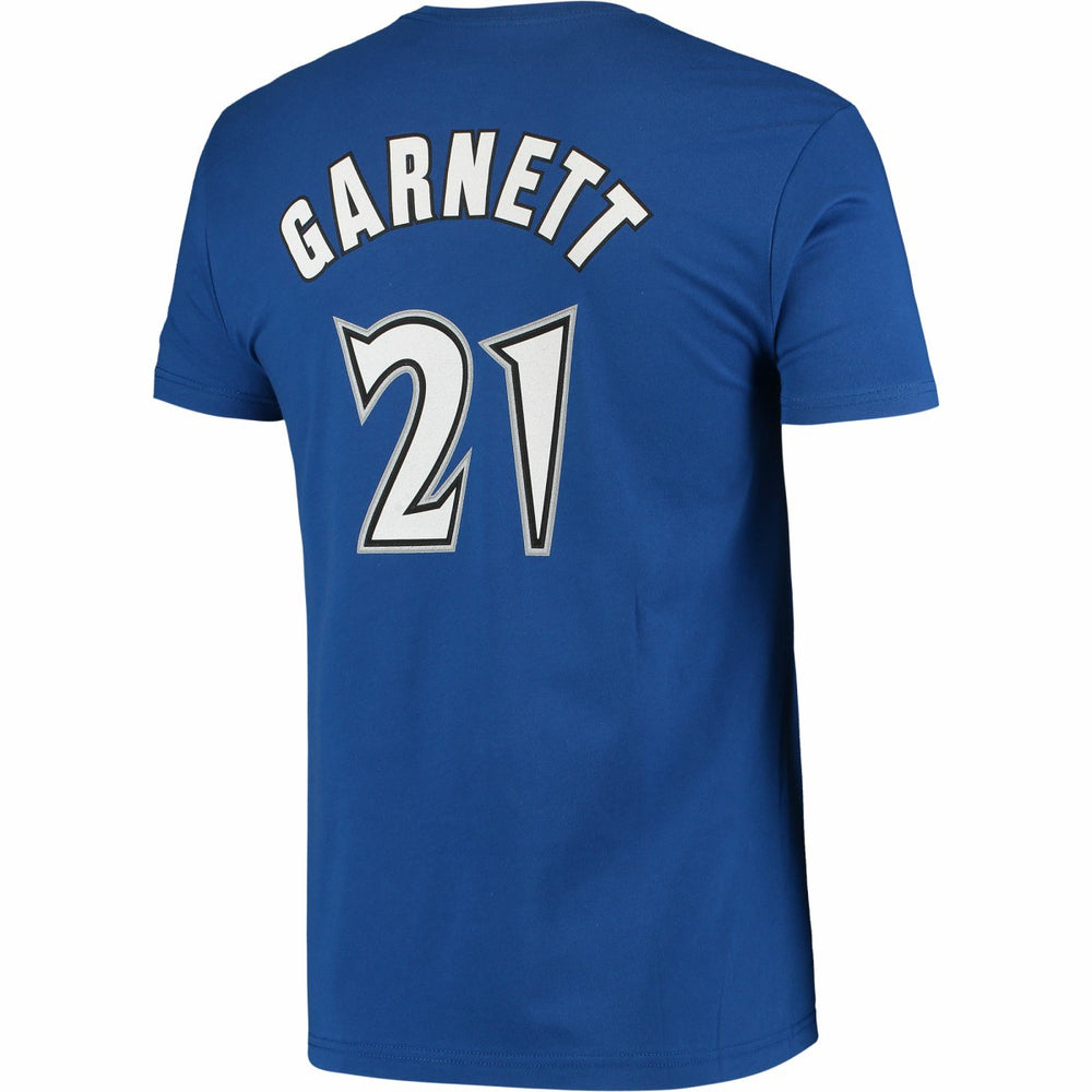 Kevin Garnett Minnesota Timberwolves Hardwood Classics Stitch Name & Number T-Shirt Blue - NBA