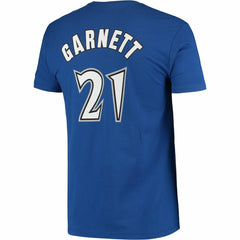 Kevin Garnett Minnesota Timberwolves Hardwood Classics Stitch Name & Number T-Shirt Blue - NBA