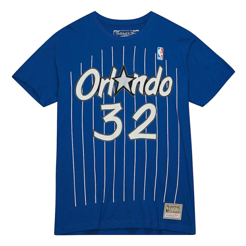 Shaquille O'Neal Orlando Magic Hardwood Classics Stitch Name & Number T-Shirt Blue - NBA