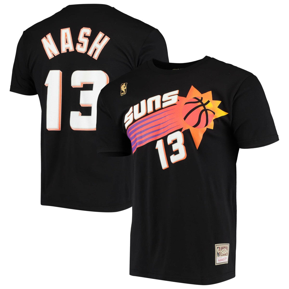 Steve Nash Phoenix Suns Hardwood Classics Stitch Name & Number T-Shirt Black - NBA