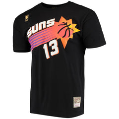 Steve Nash Phoenix Suns Hardwood Classics Stitch Name & Number T-Shirt Black - NBA