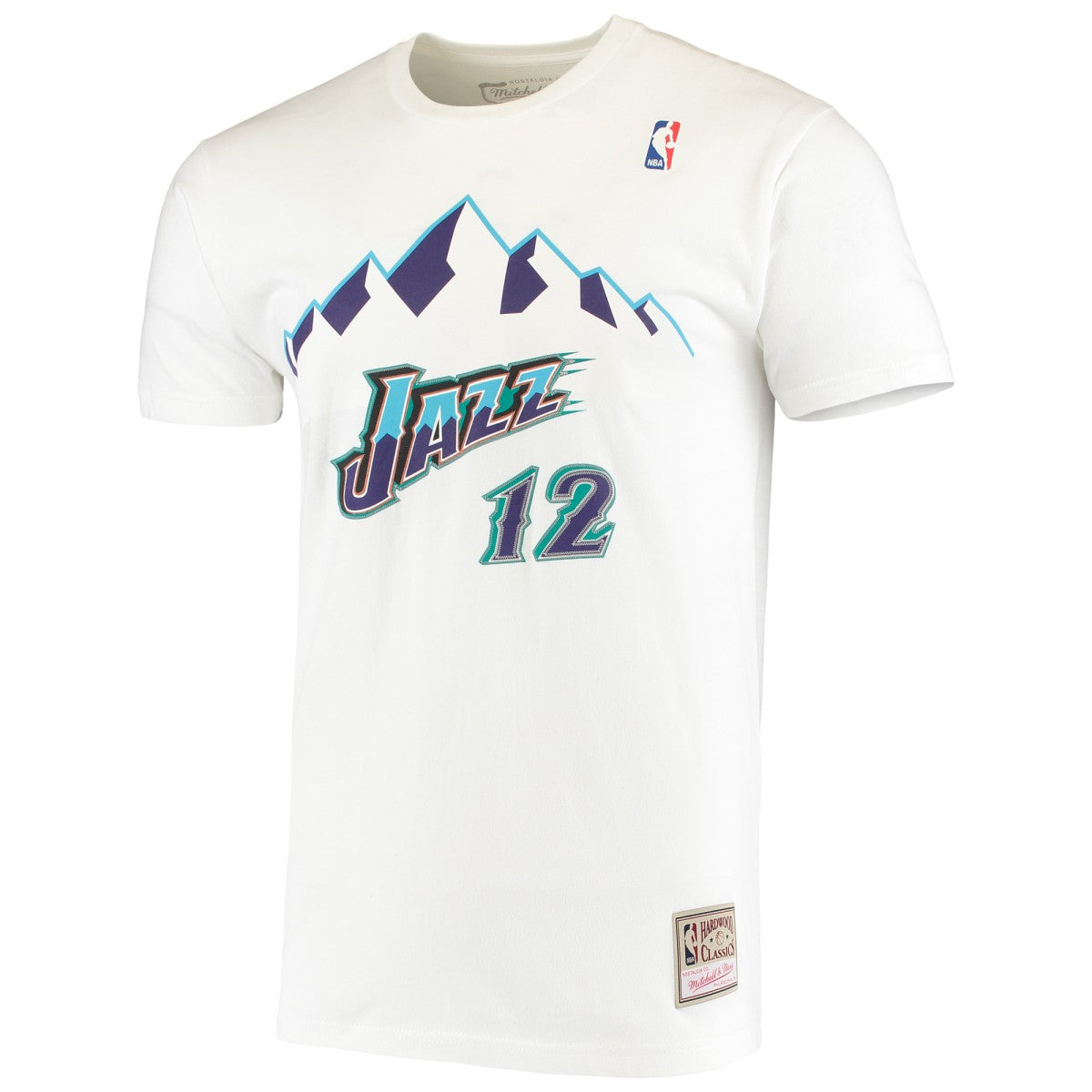 John Stockton Utah Jazz Hardwood Classics Stitch Name & Number T-Shirt White - NBA