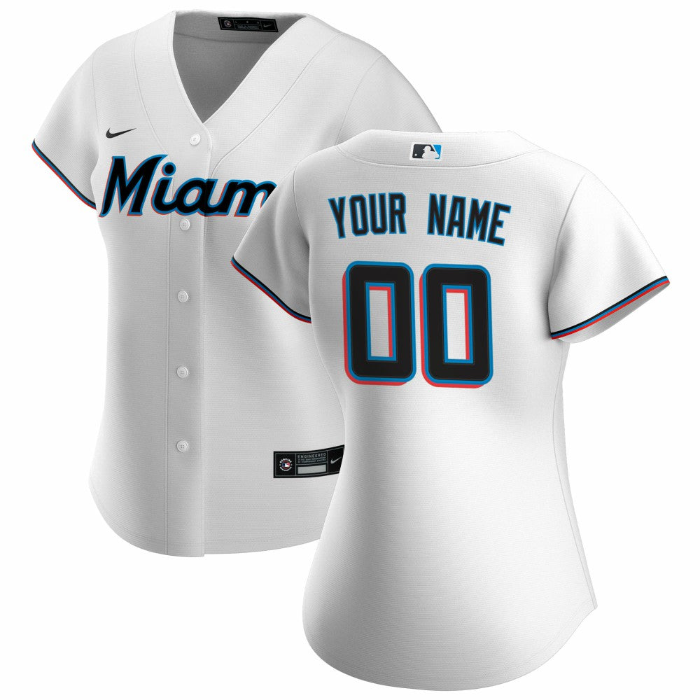 Miami Marlins Nike Women's Home Replica Custom Jersey - MLB
