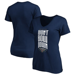 New Orleans Pelicans Women's Won't Bow Down V-Neck T-Shirt Navy - NBA