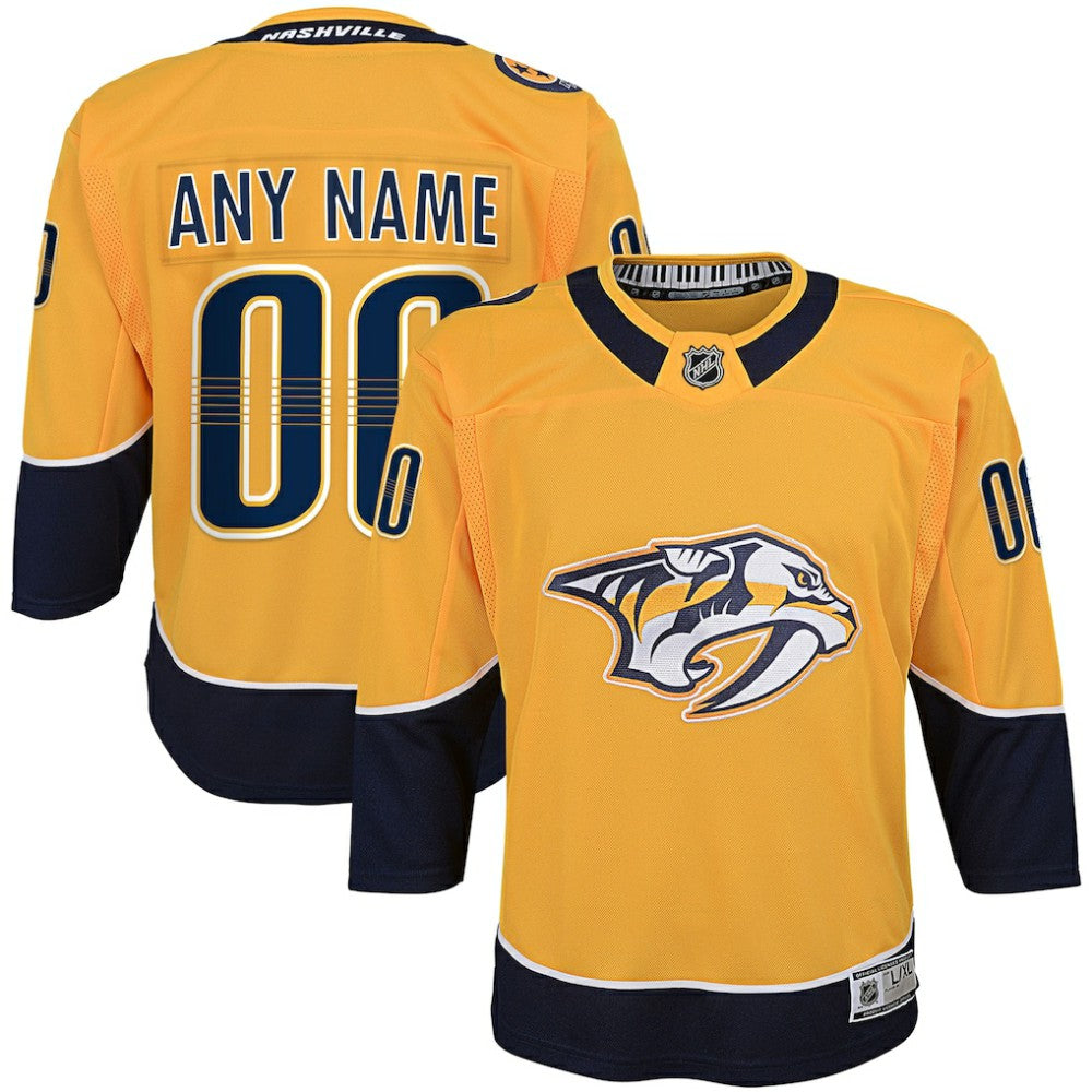 Nashville Predators Youth Home Premier Custom Jersey - Yellow - NHL