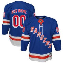 New York Rangers Youth Home Premier Custom Jersey - Blue - NHL
