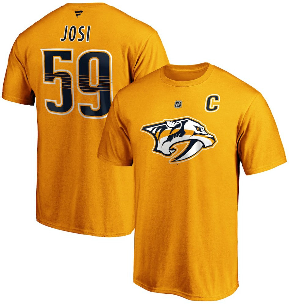 Roman Josi Nashville Predators Fanatics Authentic Stack Player Name & Number T-Shirt - Gold - NHL