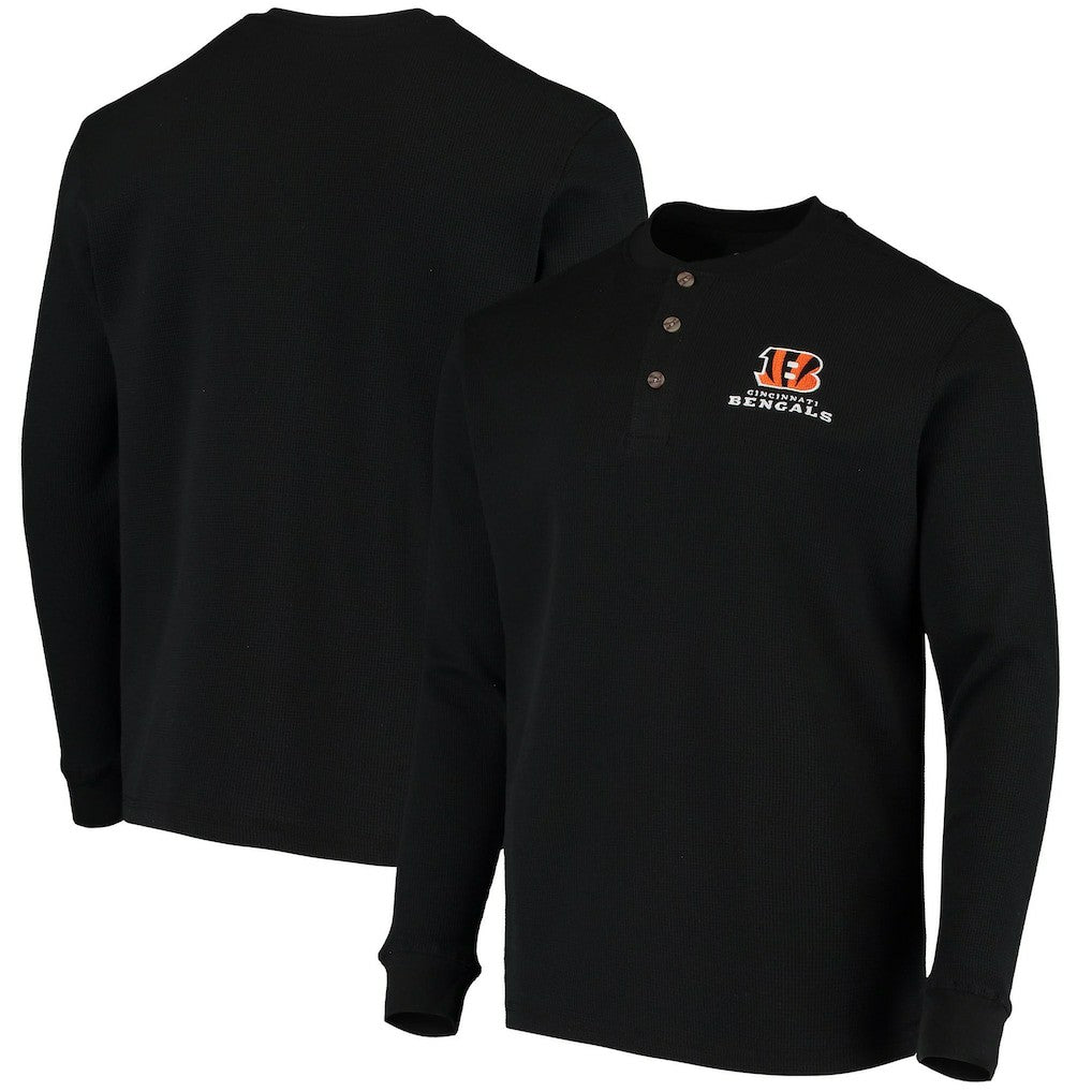 Cincinnati Bengals Dunbrooke Logo Maverick Thermal Henley Long Sleeve T-Shirt Black | NFL