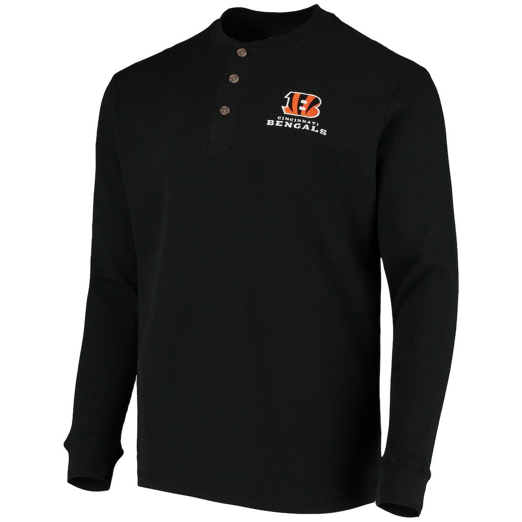 Cincinnati Bengals Dunbrooke Logo Maverick Thermal Henley Long Sleeve T-Shirt Black | NFL