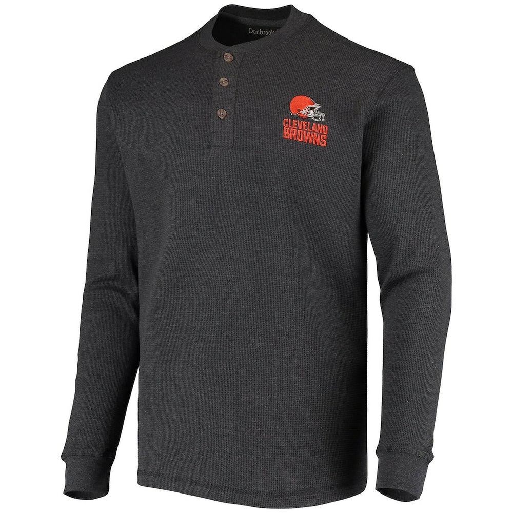 Cleveland Browns Dunbrooke Logo Maverick Thermal Henley Long Sleeve T-Shirt Charcoal | NFL
