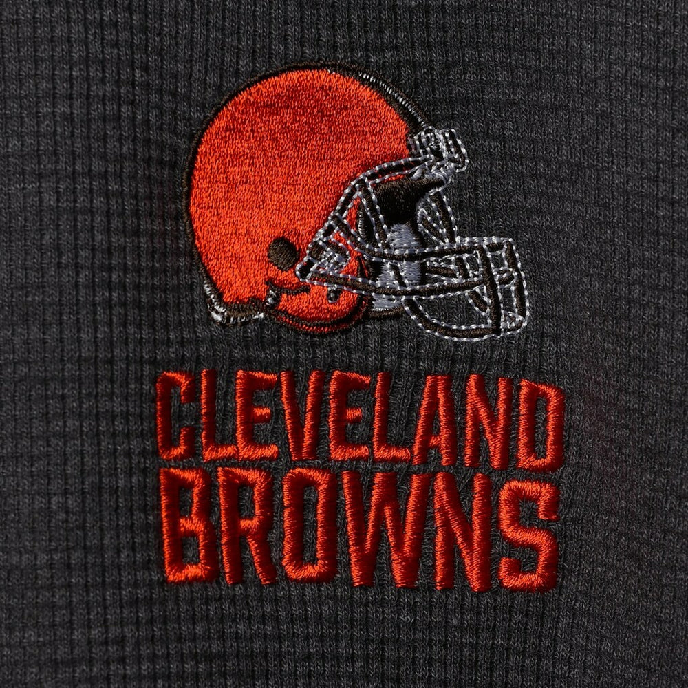 Cleveland Browns Dunbrooke Logo Maverick Thermal Henley Long Sleeve T-Shirt Charcoal | NFL